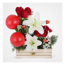 Adina Roses And Balloon Flower Box